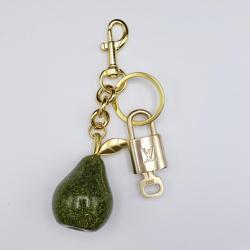 LV Gold Padlock 🔑 Authentic Louis Vuitton Charm + Unbranded Avocado Keychain